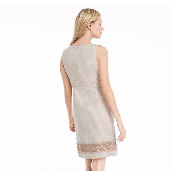 WHBM 00 Tan Natural Tweed Linen Blend Sleeveless Sheath Dress - Picture 2 of 15
